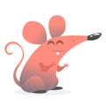 Happy cartoon pink mouse talking. Vector illustration isolated.