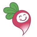 Happy cartoon radish with a cute smile