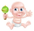 Happy cartoon rattle baby