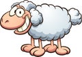 Happy white cartoon sheep standing.