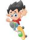 Happy Cartoon Skateboard Boy Royalty Free Stock Photo