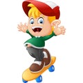 Happy Cartoon Skateboard Boy Royalty Free Stock Photo