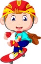 Happy Cartoon Skateboard Boy Royalty Free Stock Photo