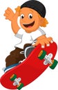 Happy Cartoon Skateboard Boy