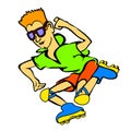 Happy Cartoon Skateboard Boy Wearing Royalty Free Stock Photo