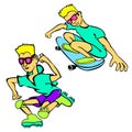 Happy Cartoon Skateboard Boy Wearing Royalty Free Stock Photo