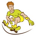 Happy Cartoon Skateboard Boy Wearing Royalty Free Stock Photo