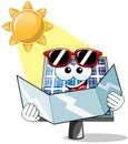 Happy Cartoon solar panel sunbathe