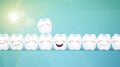 Happy Cartoon Teeth on Shiny Background