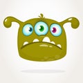 Happy cartoon three eyed alien character icon. Halloween vector illustration. Clipart. Royalty Free Stock Photo