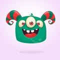 Happy cartoon three eyed monster icon. Halloween vector illustration Royalty Free Stock Photo