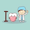 Happy cartoon tooth and dentist