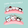 Happy cartoon tooth family