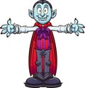 Happy cartoon vampire with extended arms