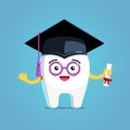 Happy cartoon wisdom tooth wearing graduation cap Royalty Free Stock Photo