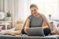 Woman working on a laptop Royalty Free Stock Photo