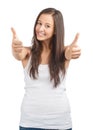 Happy casual girl showing thumbs up Royalty Free Stock Photo