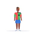 Happy casual man standing pose smiling african american guy wearing shorts and t-shirt male cartoon character full