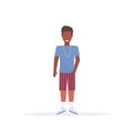 Happy casual man standing pose smiling african american guy wearing shorts and t-shirt male cartoon character full