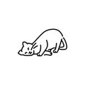 Happy cat caresses color line icon. Pictogram for web page