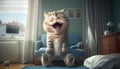 Happy cat, Surprised face, Wow expression cat funny face with open mouth. Cute ginger Cat Emotional surprised wide big eye and Royalty Free Stock Photo