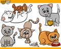 Happy cats cartoon illustration set