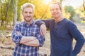 Happy Caucasian Father and Son Portrait Outdoors Royalty Free Stock Photo