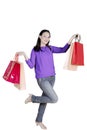Happy Caucasian woman with shopping bags Royalty Free Stock Photo