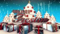 Happy celebrations animation Spanish text: `Felices Fiestas`. Animated winter message.