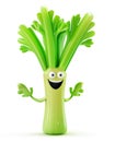 Happy celery character with open arms and a joyful face