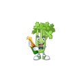 Happy celery plant with beer cartoon character design Royalty Free Stock Photo