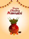 Happy chaitra navratri party background with vector kalash Royalty Free Stock Photo