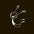 Happy chalk drawn stick figure 2