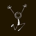 Happy chalk drawn stick figure