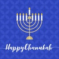 Happy Chanukah calligraphic with menorah