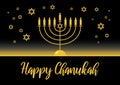 Happy Chanukah golden menorah vector