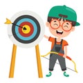 Happy Character Playing Archery Game Royalty Free Stock Photo