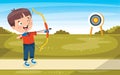 Happy Character Playing Archery Game Royalty Free Stock Photo