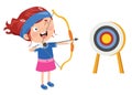 Happy Character Playing Archery Game Royalty Free Stock Photo