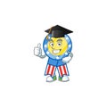 A happy character of USA medal in a black Graduation hat Royalty Free Stock Photo