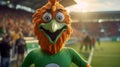 Unreal Engine Mascot Bird: Happy And Charismatic Chicken At Island Soccer Stadium