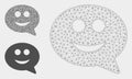 Happy Chat Message Vector Mesh Network Model and Triangle Mosaic Icon