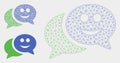 Happy Chat Vector Mesh Carcass Model and Triangle Mosaic Icon