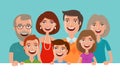 Happy cheerful family, banner. People, children and parents concept. Cartoon vector illustration Royalty Free Stock Photo