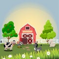 Happy and cheerful farm animals