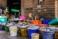 Happy and cheerful fish seller lady with a smile on her face.