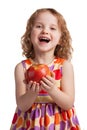 Happy cheerful girl with a ripe apple