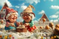 Happy cheerful grannies playing in the sandbox Royalty Free Stock Photo