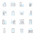 Happy and cheerful linear icons set. Joyful, Blissful, Delighted, Ecstatic, Elated, Radiant, Exuberant line vector and