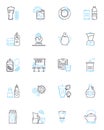 Happy and cheerful linear icons set. Joyful, Blissful, Delighted, Ecstatic, Elated, Radiant, Exuberant line vector and